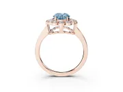 Oval Scalloped Cluster Halo Engagement Ring Setting for a Fancy Blue Lab-Grown Diamond | Plain Band | Rose Gold