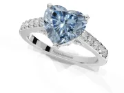Heart-Shaped Pavé Engagement Ring Setting for a Fancy Blue Lab-Grown Diamond | Crossover Gallery | Sterling Silver