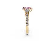 Pear-Shaped Engagement Ring Setting for a Fancy Pink Lab-Grown Diamond | Three Stone | Yellow Gold
