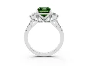 Fancy Green Three-Stone Asscher Cut Diamond Pavé Band Ring Set in Silver with Prong-Set Trio