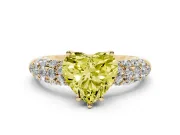 Heart-Shaped Close Set Pave Engagement Ring Setting for a Fancy Yellow Lab-Grown Diamond | Multi Row | Yellow Gold