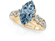 Marquise Graduated Engagement Ring Setting for a Fancy Blue Lab-Grown Diamond | Yellow Gold