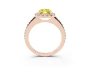 Cushion Cut Pave Halo Engagement Ring Setting for a Fancy Yellow Lab-Grown Diamond | Pave Band | Rose Gold
