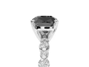Cushion Cut Pavé Engagement Ring Setting for a Black Center | Alternating Accents | Sterling Silver