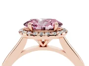 Oval Halo Engagement Ring Setting for a Fancy Pink Lab-Grown Diamond | Plain Polished Band | Rose Gold