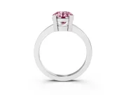 Fancy Pink Round Cut Diamond Solitaire Ring Set in Platinum with Prong Head and Smooth Polished Band