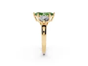 Fancy Green Marquise Cut Diamond Three-Stone Ring Set in Yellow gold with Prong Setting and Classic Band
