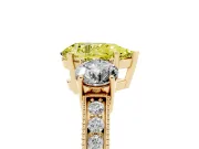 Pear-Shaped Three Stone Engagement Ring Setting for a Fancy Yellow Lab-Grown Diamond | Graduated Pave Band | Yellow Gold