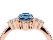 Emerald Cut Cluster Engagement Ring Setting for a Fancy Blue Lab-Grown Diamond | Rose Gold