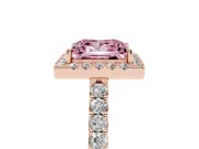 Fancy Pink Princess Cut Diamond Halo Pavé Solitaire Ring Set in Rose gold with Prong-Set Center Stone