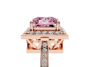 Princess Cut Halo Engagement Ring Setting for a Fancy Pink Lab-Grown Diamond | Polished Halo Rim | Rose Gold