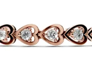 Round Lab-Grown Diamond Heart Link Tennis Bracelet | Alternating Hearts | Rose Gold