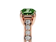 Cushion Cut Graduated Pavé Engagement Ring Setting for a Fancy Green Lab-Grown Diamond | Rose Gold