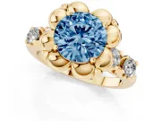 Round Floral Engagement Ring Setting for a Fancy Blue Lab-Grown Diamond | Petal Frame | Yellow Gold