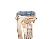 Emerald Cut Bypass Solitaire Engagement Ring Setting for a Fancy Blue Lab-Grown Diamond | Pavé Strands | Rose Gold