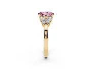 Fancy Pink Oval Cut Diamond Solitaire Floral Ring Set in Yellow gold with Marquise Petals and Prong Setting
