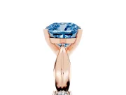 Fancy Blue Cushion Cut Diamond Solitaire Twisted Band Ring Set in Rose gold with Accent Stones and Prong Setting