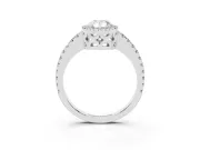 Pear-Shaped Halo Engagement Ring Setting | Half Pave Band | White Gold