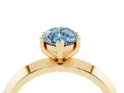 Fancy Blue Marquise Cut Diamond Solitaire Engagement Ring Set in Yellow gold with Flat Band and Prong Setting