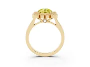 Round Milgrain Cluster Halo Engagement Ring Setting for a Fancy Yellow Lab-Grown Diamond | Plain Band | Yellow Gold