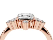 Asscher Cut Vintage Cluster Engagement Ring Setting | Beaded Edges | Rose Gold