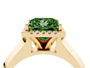Princess Cut Halo Engagement Ring Setting for a Fancy Green Lab-Grown Diamond | Knife-Edge Band | Yellow Gold