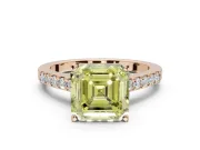 Asscher Cut Pavé Solitaire Engagement Ring Setting for a Fancy Yellow Lab-Grown Diamond | Crossover Gallery | Rose Gold