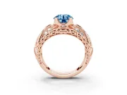 Round Art Deco Graduated Engagement Ring Setting for a Fancy Blue Lab-Grown Diamond | Rose Gold