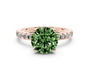 Round Hidden Halo Solitaire Engagement Ring Setting for a Fancy Green Lab-Grown Diamond | Pave Band | Rose Gold