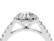 Round Halo Pavé Engagement Ring Setting | Single Row Shoulders | Sterling Silver