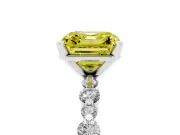Asscher Cut Pavé Engagement Ring Setting for a Fancy Yellow Lab-Grown Diamond | Sterling Silver