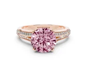 Round Split Shank Engagement Ring Setting for a Fancy Pink Lab-Grown Diamond | Pave Band | Rose Gold