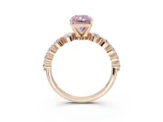 Radiant Cut Graduated Side Stone Engagement Ring Setting for a Fancy Pink Lab-Grown Diamond | Rose Gold
