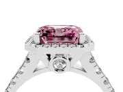 Asscher Cut Accented Halo Engagement Ring Setting for a Fancy Pink Lab-Grown Diamond | Platinum