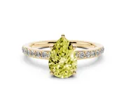 Pear-Shaped Hidden Halo Engagement Ring Setting for a Fancy Yellow Lab-Grown Diamond | Yellow Gold