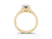 Emerald Cut Half Bezel Solitaire Engagement Ring Setting | Graduated Channel Band | Yellow Gold