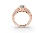 Asscher Cut Art Deco Graduated Pave Engagement Ring Setting | Split Shank | Rose Gold