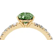 Pear-Shaped Pave Solitaire Engagement Ring Setting for a Fancy Green Lab-Grown Diamond | Shared Prong Band | Yellow Gold