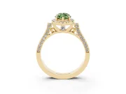 Fancy Green Marquise Cut Diamond Halo Ring Set in Yellow gold with Pavé-Lined Split Shank Band
