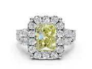 Radiant Cut Halo Engagement Ring Setting for a Fancy Yellow Lab-Grown Diamond | Graduated Channel Band | Platinum