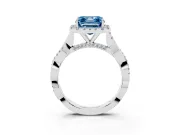 Asscher Cut Twist Halo Engagement Ring Setting for a Fancy Blue Lab-Grown Diamond | White Gold