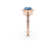 Round Milgrain Halo Engagement Ring Setting for a Fancy Blue Lab-Grown Diamond | Side Stones | Rose Gold