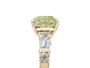 Cushion Cut Tapered Baguette Engagement Ring Setting for a Fancy Yellow Lab-Grown Diamond | Bar Set Sides | Yellow Gold