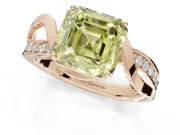 Asscher Cut Bypass Solitaire Engagement Ring Setting for a Fancy Yellow Lab-Grown Diamond | Pavé Strands | Rose Gold