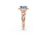 Oval Filigree Halo Engagement Ring Setting for a Fancy Blue Lab-Grown Diamond | Rose Gold