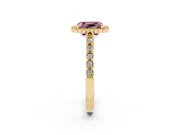 Radiant Cut Milgrain Halo Engagement Ring Setting for a Fancy Pink Lab-Grown Diamond | Beaded Shoulders | Yellow Gold
