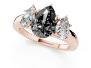 Pear-Shaped Three Stone Engagement Ring Setting for a Black Center | Plain Band | Rose Gold