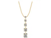 Round Lab-Grown Diamond Graduated Vertical Bar Pendant Necklace | Prong Baskets | Yellow Gold