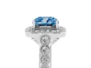 Cushion Cut Graduated Milgrain Halo Engagement Ring Setting for a Fancy Blue Lab-Grown Diamond | White Gold