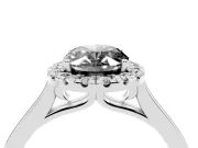Fancy Black Oval Cut Halo Round Diamond Solitaire Ring Set in Silver with Pavé Band and Prong Setting